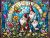 SUNSOUT INC - Stained Glass Gnomes - 300 pc Jigsaw Puzzle by Artist: JQ Licensing - Finished Size 18" x 24" - MPN# 71864