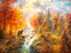 SUNSOUT INC - Autumn at Rainbow Falls - 1000 pc Jigsaw Puzzle by Artist: Abraham Hunter - Finished Size 20" x 27" - MPN# 69442