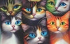 SUNSOUT INC - Six Cats the Cat Lady Fantasy - 550 pc Jigsaw Puzzle by Artist: Peggy Collins - Finished Size 15" x 24" - MPN# 71304