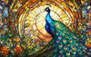 SUNSOUT INC - Stained Glass Zoo Peacock - 550 pc Jigsaw Puzzle by Artist: Kelly Roberts - Finished Size 18" x 24" - MPN# 73320