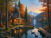 SUNSOUT INC - Cabin by Crystal Lake - 1000 pc Jigsaw Puzzle by Artist: Iris Sage - Finished Size 20" x 27" - MPN# 28108