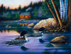 SUNSOUT INC - Backwater Loons - 500 pc Jigsaw Puzzle by Artist: Robert Andrea - Finished Size 18" x 24" - MPN# 60852