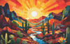 SUNSOUT INC - Southwestern Sunrise 550 piece Jigsaw Puzzle for Adults by Artist: Peggy Collins - Finished Size 15" x 24" - MPN# 71378