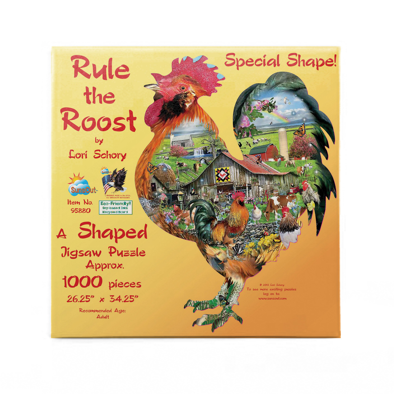 SUNSOUT INC - Rule the Roost - 1000 pc Special Shape Jigsaw Puzzle by  Artist: Lori Schory - Finished Size 26.25