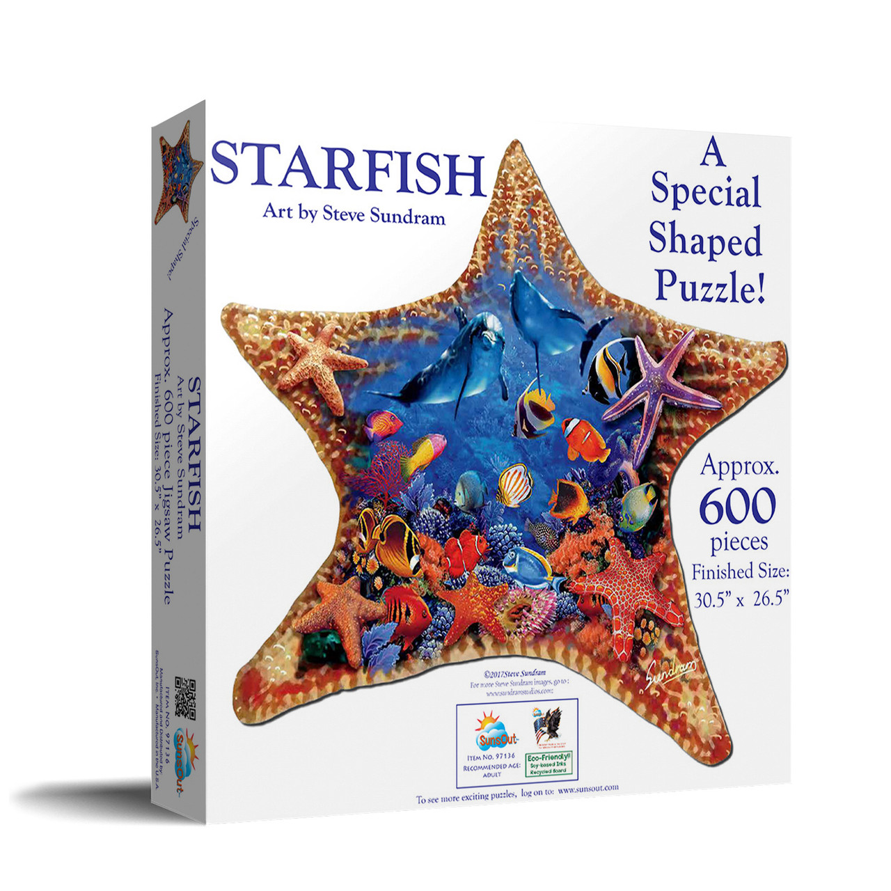 SUNSOUT INC - Starfish - 600 pc Special Shape Jigsaw Puzzle by