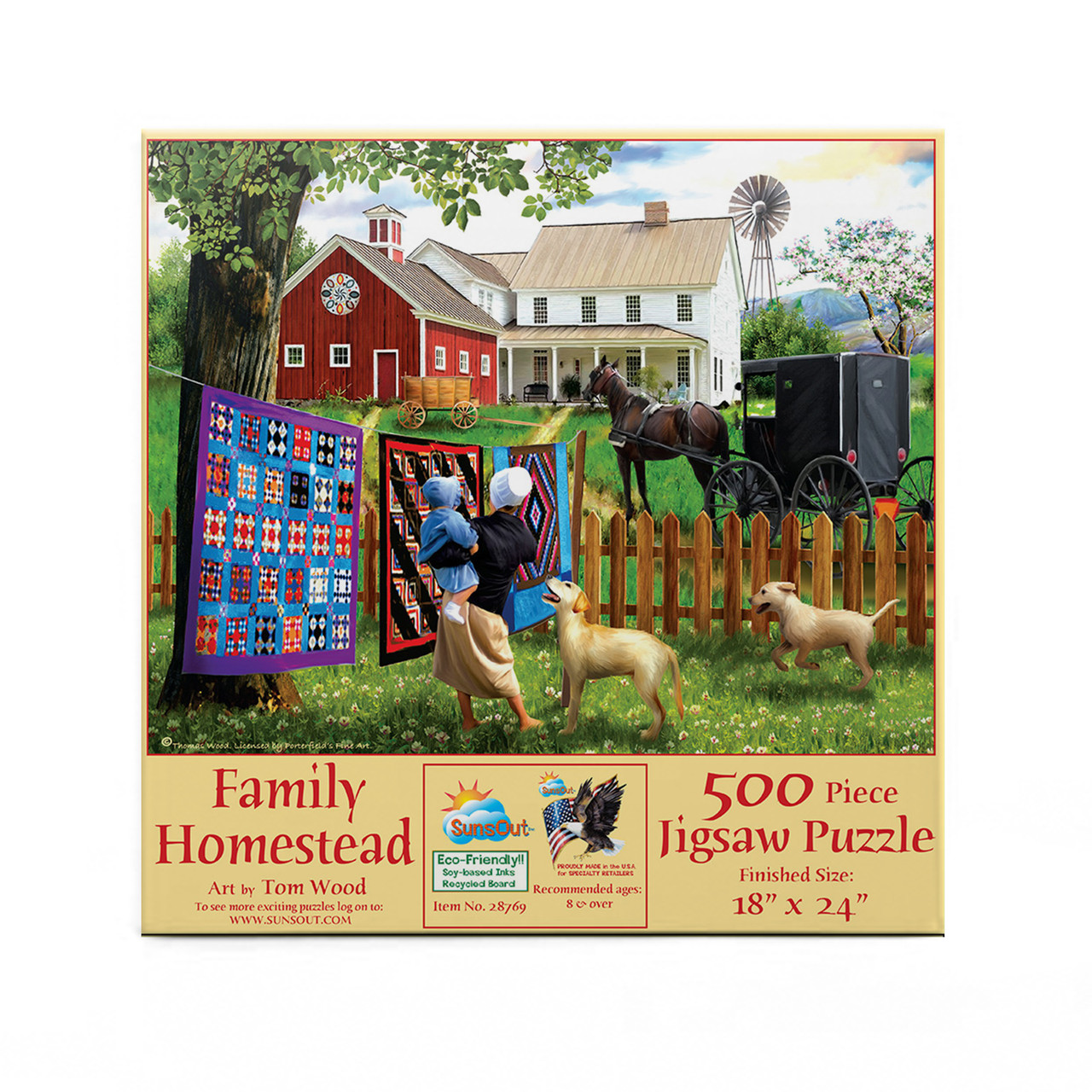 SUNSOUT INC Family Homestead 500 pc Jigsaw Puzzle by Artist: Tom Wood  Finished Size 18