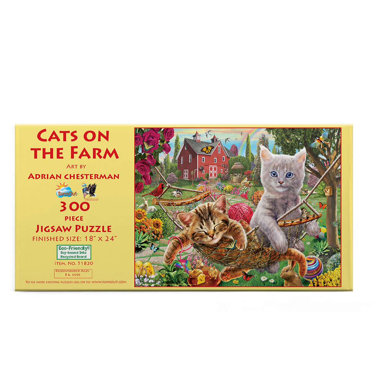 SUNSOUT INC - Cats on the Farm - 300 pc Jigsaw Puzzle by Artist