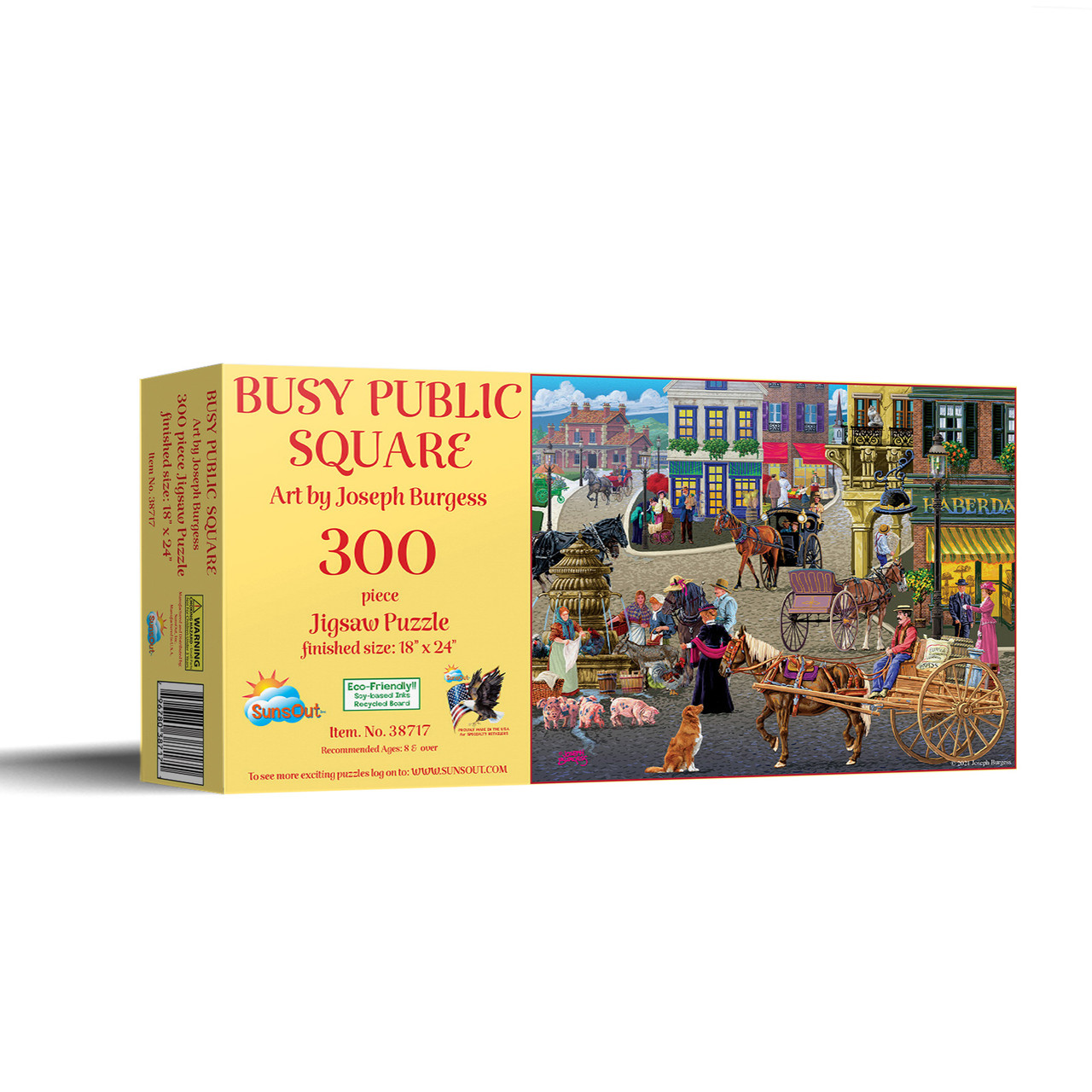 SUNSOUT INC - Busy Public Square - 300 pc Jigsaw Puzzle by Artist: Joseph  Burgess - Finished Size 18