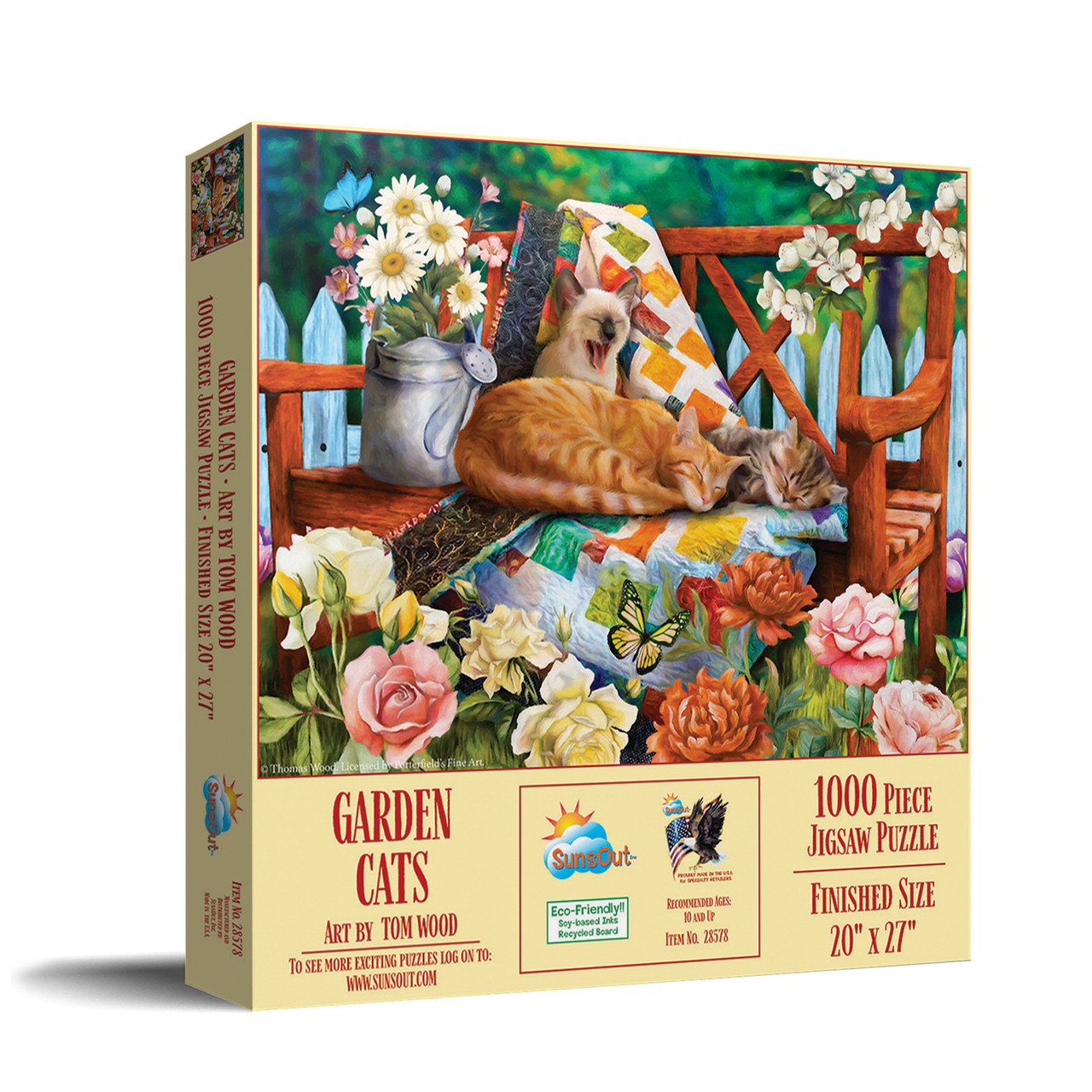 SUNSOUT INC - Garden Cats - 1000 pc Jigsaw Puzzle by Artist: Tom
