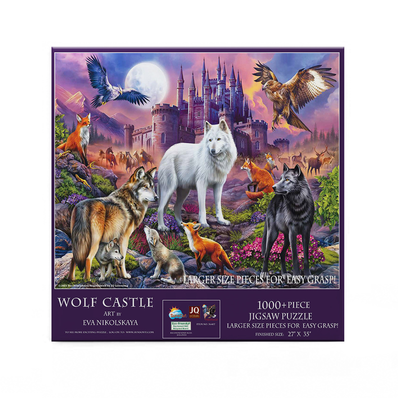 SUNSOUT INC - Wolf Castle - 1000 pc Large Pieces Jigsaw Puzzle by Artist:  Eva Nikolskaya - Finished Size 27