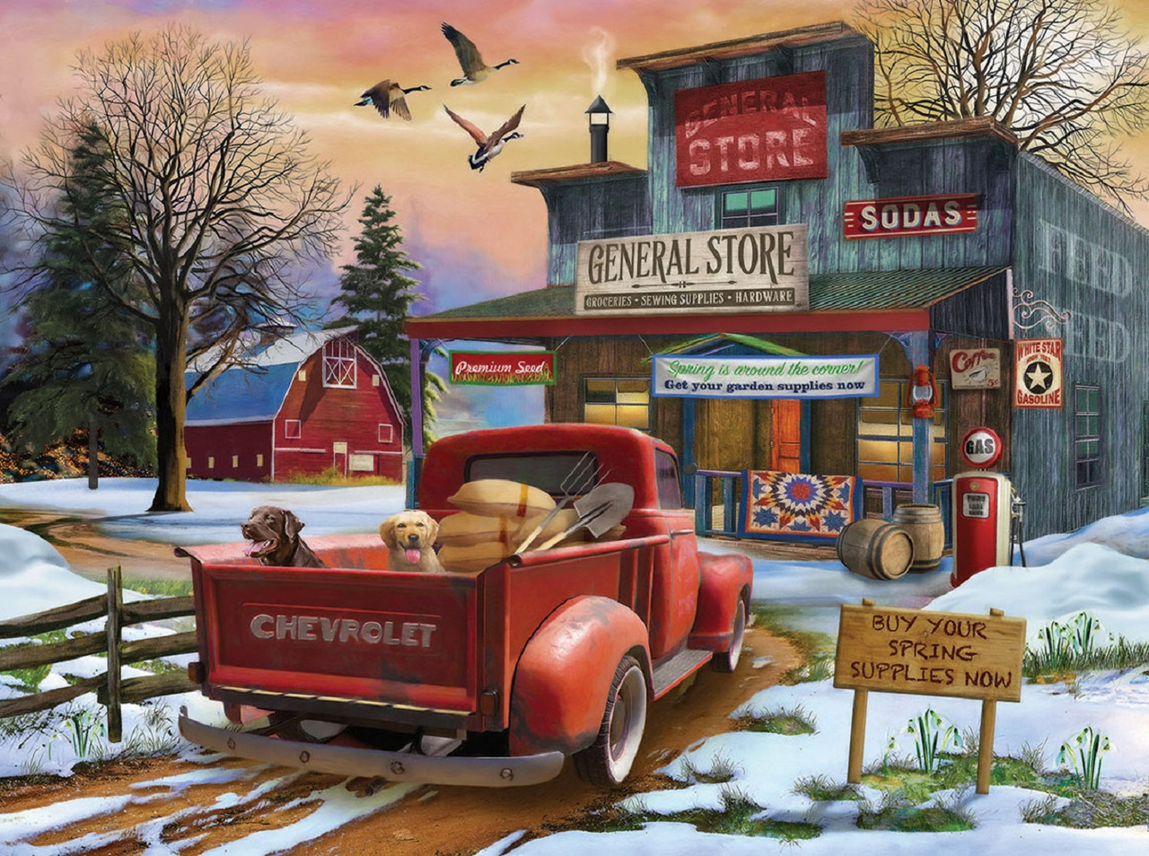 SUNSOUT INC Helping Neighbors Puzzle, 1000 Teile, Fertige Größe 50,8 X 68,6 Cm, Von Künstler Tom Wood