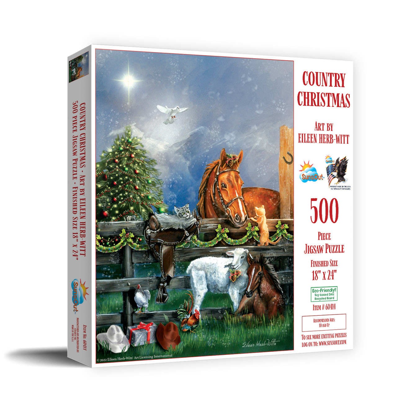 SUNSOUT INC - Country Christmas - 500 pc Jigsaw Puzzle by Artist