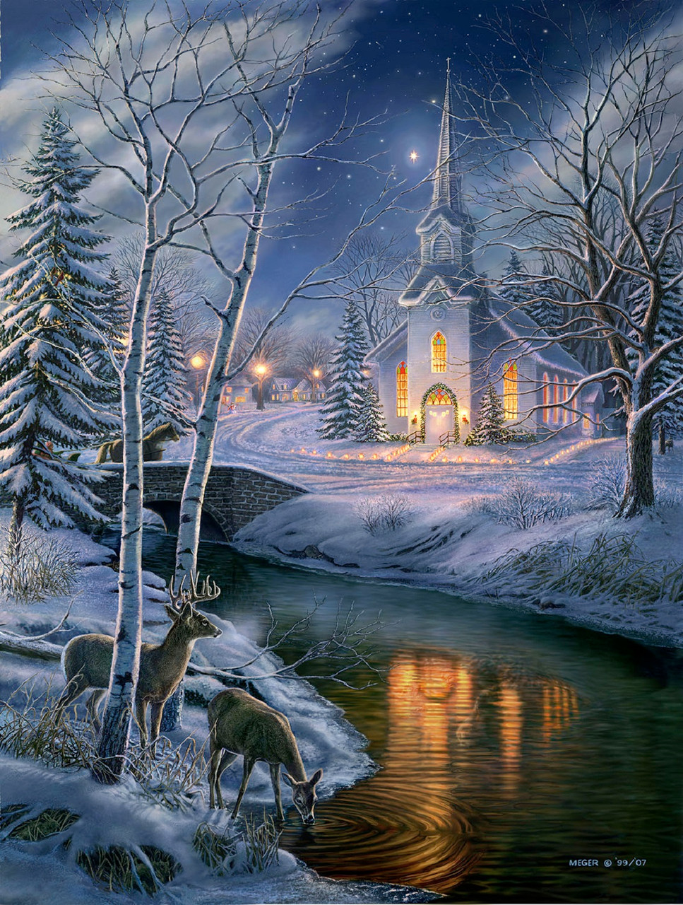 SUNSOUT INC - O Holy Night - 1000 pc Jigsaw Puzzle by Artist: James Meger -  Finished Size 20