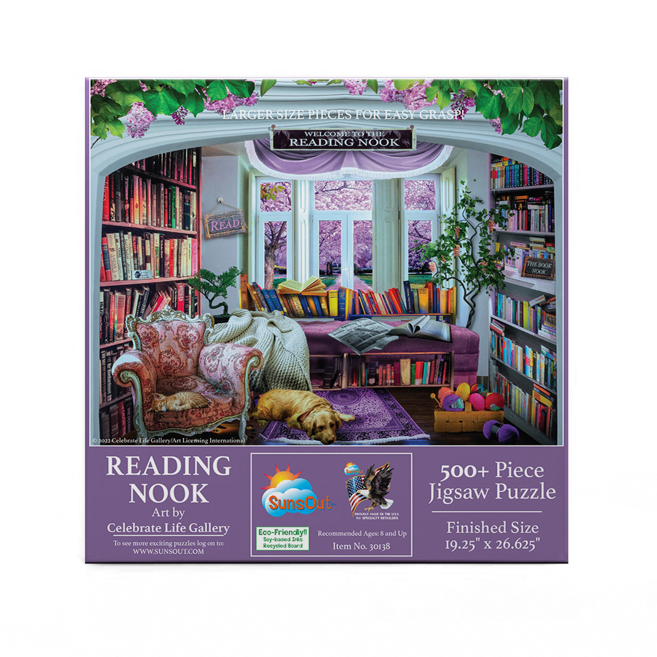 SUNSOUT INC - Reading Nook - 500 pc Large Pieces Jigsaw Puzzle by Artist:  Celebrate Life Gallery - Finished Size 19.25 x 26.625 - MPN# 30138