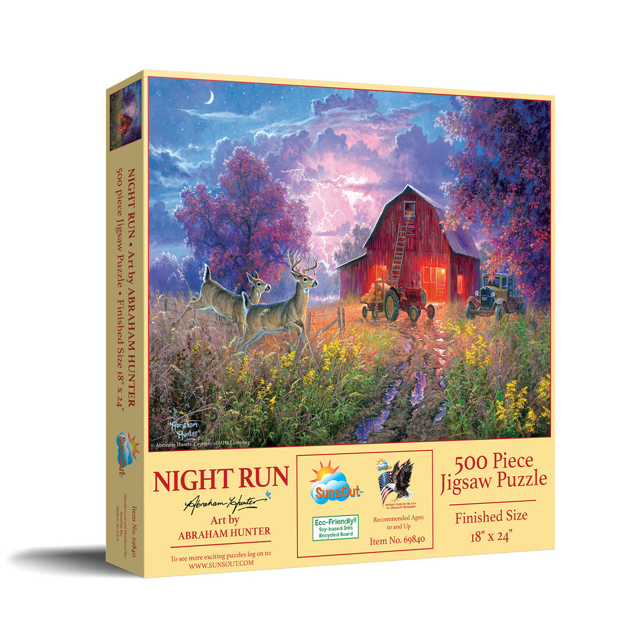 SUNSOUT INC - Night Run - 500 pc Jigsaw Puzzle by Artist: Abraham Hunter -  Finished Size 18