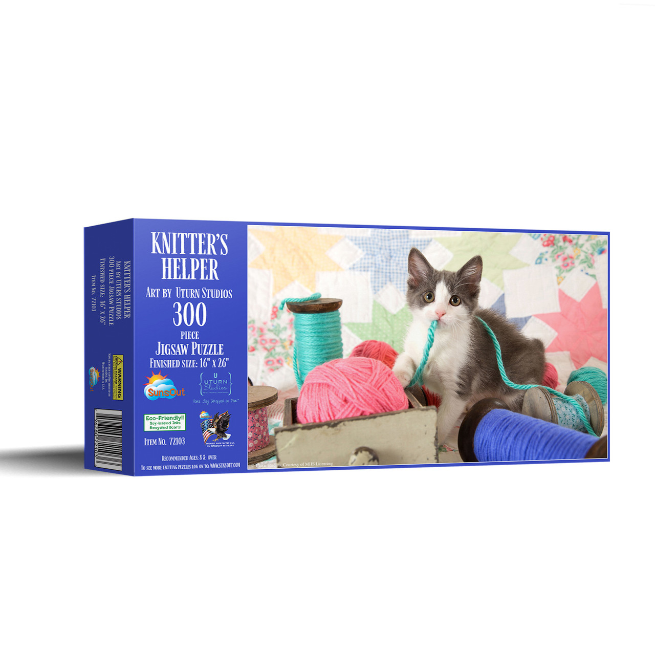 SUNSOUT INC - Knitter's Helper - 300 pc Jigsaw Puzzle by Artist: U-Turn  Studios - Finished Size 16