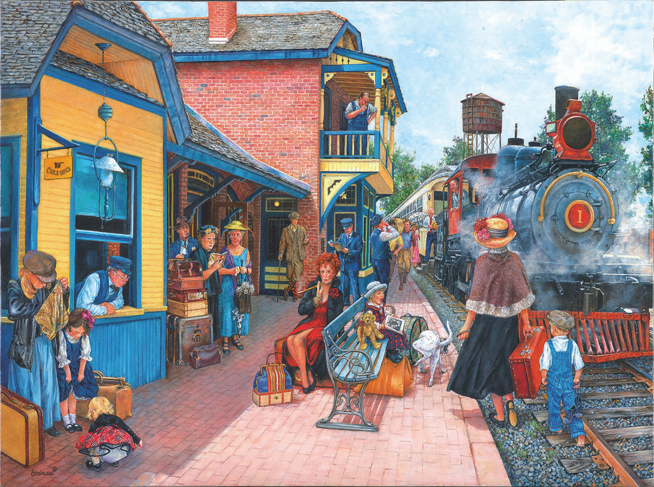 SUNSOUT INC - Waiting at the Station - 1000 pc Jigsaw Puzzle by Artist:  Susan Brabeau - MPN# 44257