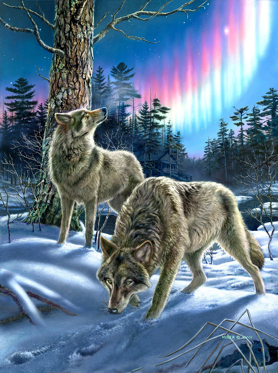 SUNSOUT INC - Wolves and Lights - 1000 pc Jigsaw Puzzle by Artist
