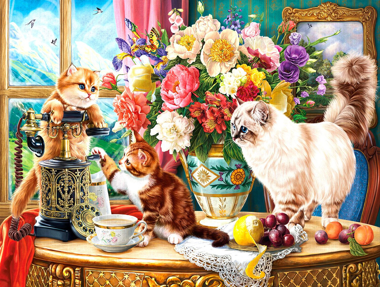 family cats　1001 SUNSOUT INC - Family Cats - 500 pc Jigsaw Puzzle by Artist: Image