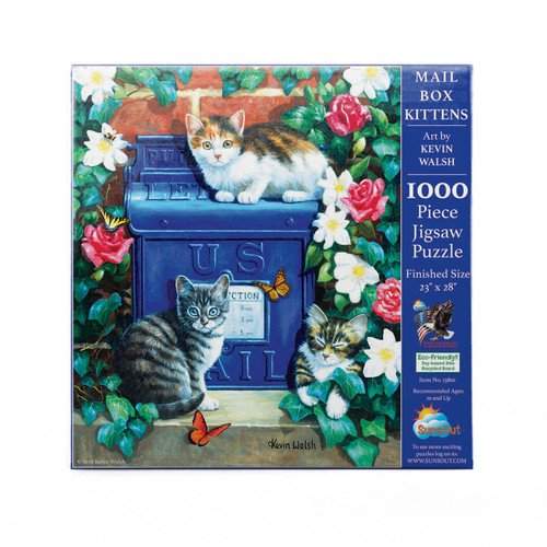 SUNSOUT INC - Mail Box Kittens - 1000 pc Jigsaw Puzzle by Artist: Kevin Walsh - Finished Size 23" x 28" - MPN# 13801