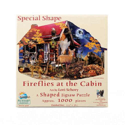 SUNSOUT INC - Fireflies at the Cabin - 1000 pc Special Shape Jigsaw Puzzle by Artist: Lori Schory - Finished Size 25.5" x 38.5" Halloween - MPN# 97018