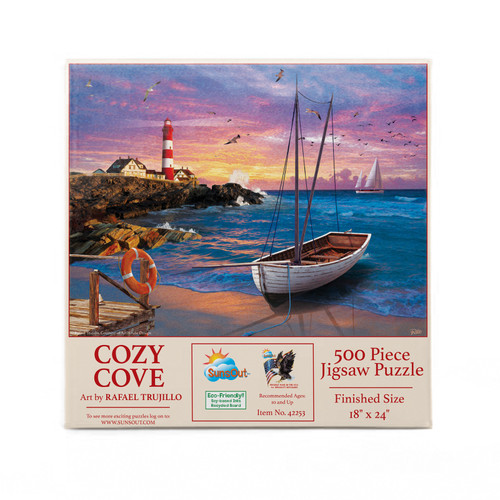 SUNSOUT INC - Cozy Cove - 500 pc Jigsaw Puzzle by Artist: Rafael Trujillo - Finished Size 18" x 24" - MPN# 42253
