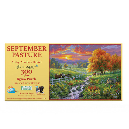 SUNSOUT INC - September Pasture - 300 pc Jigsaw Puzzle by Artist: Abraham Hunter - Finished Size 18" x 24" - MPN# 69423