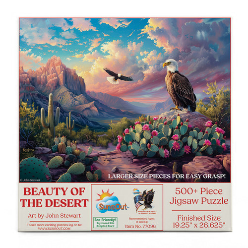 SUNSOUT INC - Beauty of the Desert - 500 pc Large Piece Jigsaw Puzzle by Artist: John Stewart - Finished Size 19.25" x 26.625" - MPN# 77096