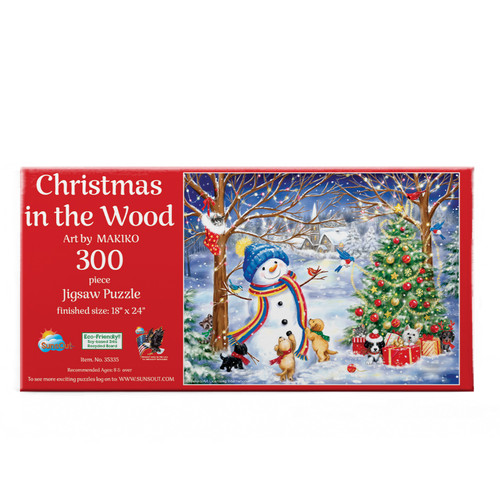 SUNSOUT INC - Christmas in the Wood - 300 pc Jigsaw Puzzle by Artist: Makiko - Finished Size 18" x 24" Christmas - MPN# 35335