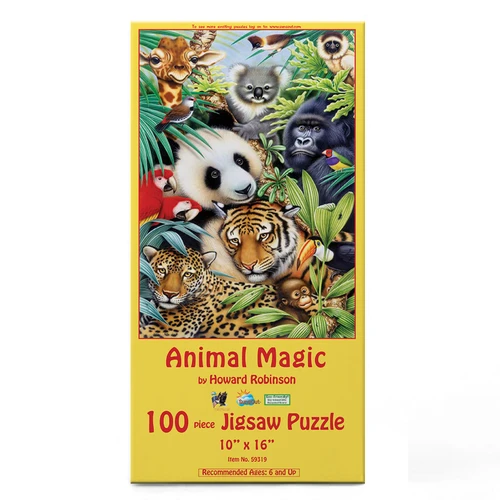 SUNSOUT INC - Animal Magic - 100 pc Jigsaw Puzzle by Artist: Howard Robinson - Finished Size 10" x 16" - MPN# 59319
