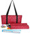 Mah Jongg Full Set Red Designer Logo Soft Case with 166 White Tiles and Four Color Pusher Racks