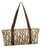 Mah Jongg Full Set Beige with Brown MJ Designer Logo Soft Case with 166 White Tiles and Four Color Pusher Racks