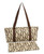 Mah Jongg Full Set Beige with Brown MJ Designer Logo Soft Case with 166 White Tiles and Four Color Pusher Racks