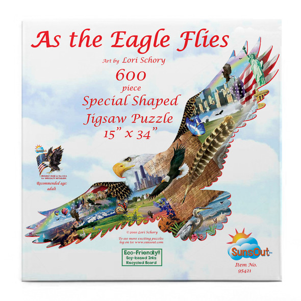 SUNSOUT INC - As the Eagle Flies - 600 pc Special Shape Jigsaw Puzzle by Artist: Lori Schory - Finished Size - MPN# 95421