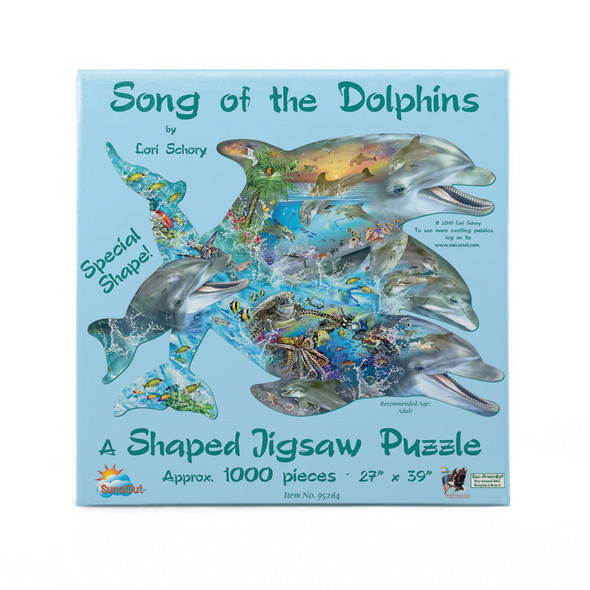 SUNSOUT INC - Song of the Dolphins - 1000 pc Special Shape Jigsaw Puzzle by Artist: Lori Schory - Finished Size 27" x 39" - MPN# 95264