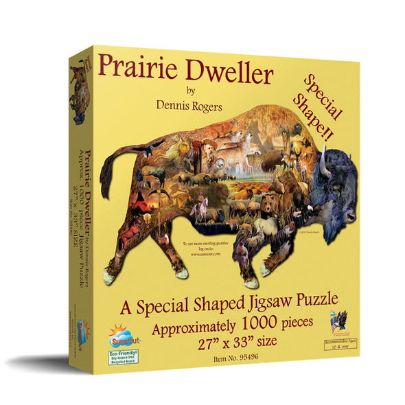 SUNSOUT INC - Prairie Dweller - 1000 pc Special Shape Jigsaw Puzzle by Artist: Dennis Rogers - Finished Size 27" x 33" - MPN# 95496