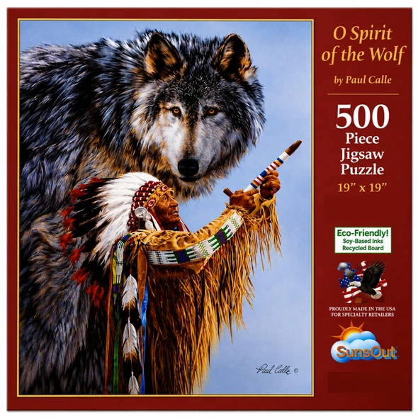 SUNSOUT INC - O Spirit of the Wolf - 500 pc Jigsaw Puzzle by Artist: Paul Calle - Finished Size 19" x 19" - MPN# 49718