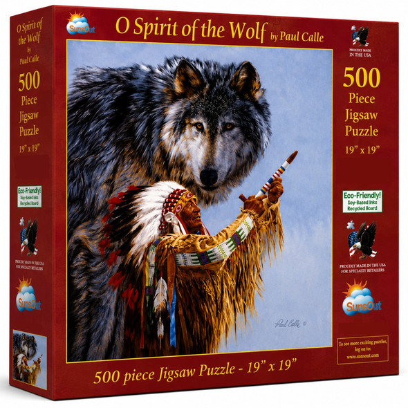SUNSOUT INC - O Spirit of the Wolf - 500 pc Jigsaw Puzzle by Artist: Paul Calle - Finished Size 19" x 19" - MPN# 49718