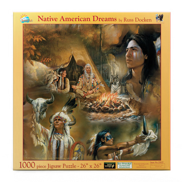 SUNSOUT INC - Native American Dreams - 1000 pc Jigsaw Puzzle by Artist: Russ Docken - Finished Size 26" x 26" - MPN# 21827