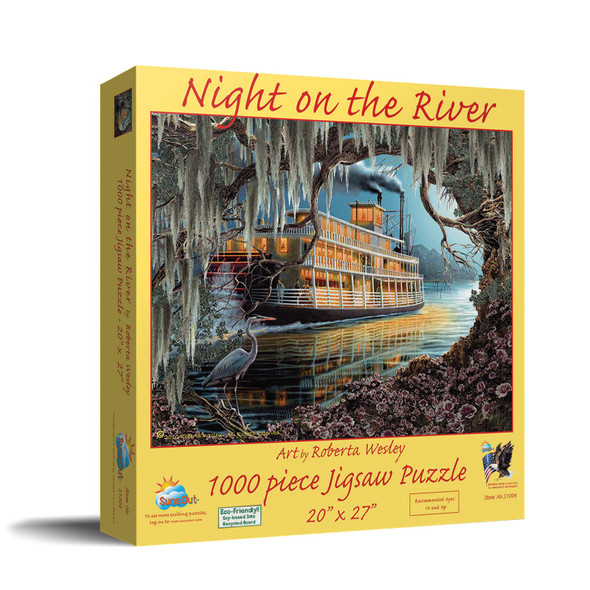 SUNSOUT INC - Night on the River - 1000 pc Jigsaw Puzzle by Artist: Roberta Wesley - Finished Size 20" x 27" - MPN# 51004