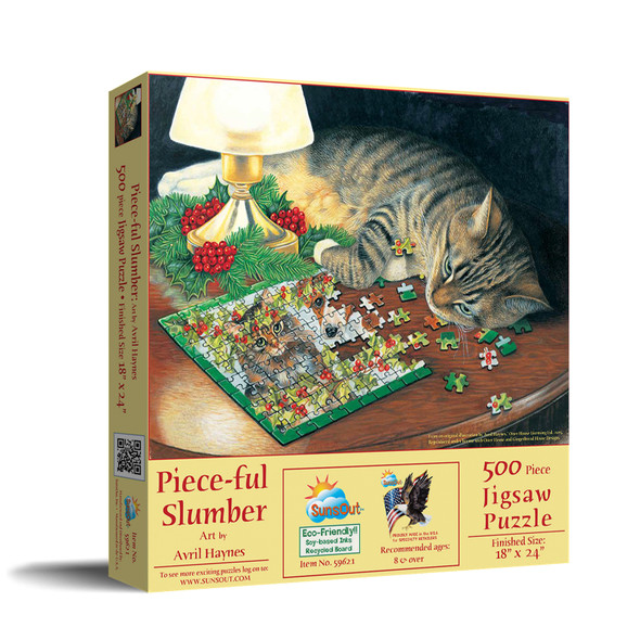 SUNSOUT INC - Piece-ful Slumber - 500 pc Jigsaw Puzzle by Artist: Avril Haynes - Finished Size 18" x 24" - MPN# 59621