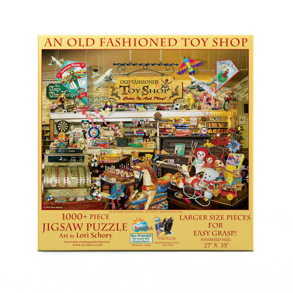 SUNSOUT INC - An Old Fashioned Toy Shop - 1000 pc Large Pieces Jigsaw Puzzle by Artist: Lori Schory - Finished Size 27" x 35" - MPN# 34916