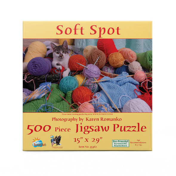 SUNSOUT INC - Soft Spot - 500 pc Jigsaw Puzzle by Artist: Karen Romanko - Finished Size 15" x 29" - MPN# 35362