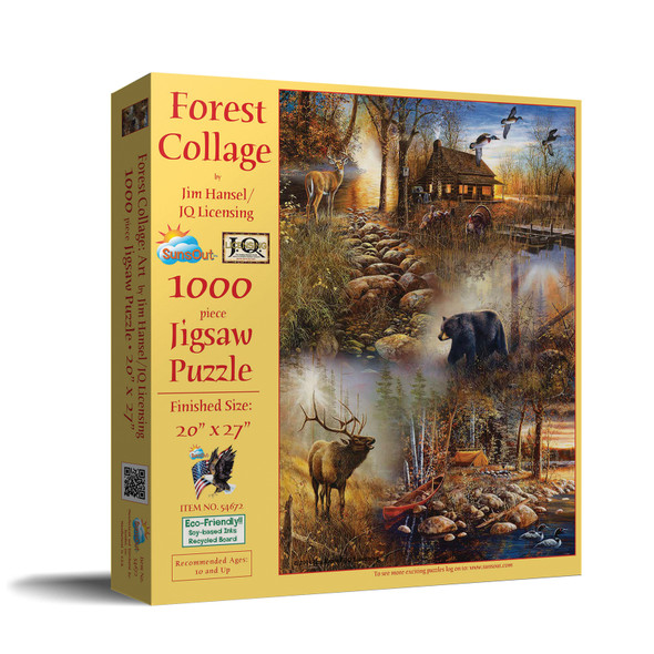 SUNSOUT INC - Forest Collage - 1000 pc Jigsaw Puzzle by Artist: Jim Hansel - Finished Size 20" x 27" - MPN# 54672