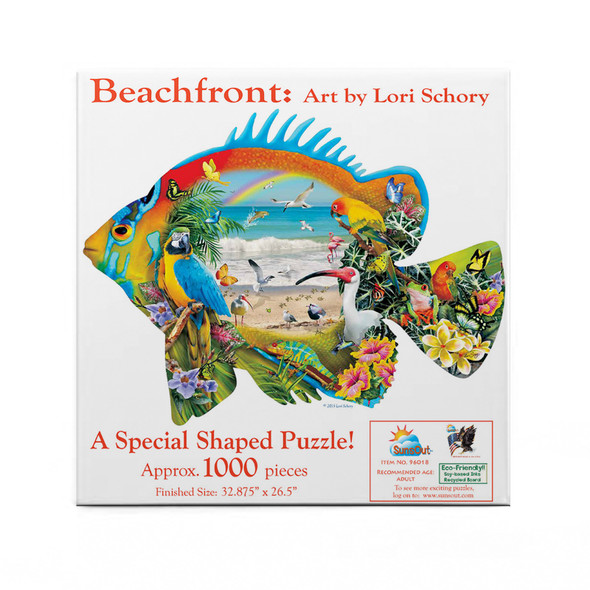 SUNSOUT INC - Beachfront - 1000 pc Special Shape Jigsaw Puzzle by Artist: Lori Schory - Finished Size 32.875" x 26.5" - MPN# 96018