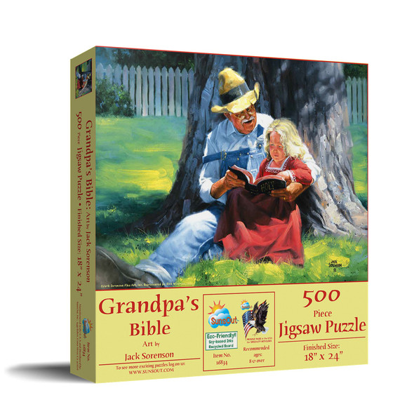 SUNSOUT INC - Grandpa's Bible - 500 pc Jigsaw Puzzle by Artist: Jack Sorenson - Finished Size 18" x 24" - MPN# 16834