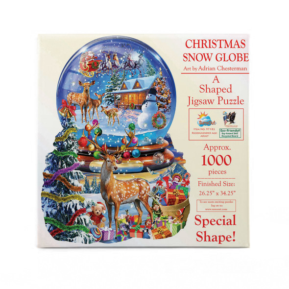SUNSOUT INC - Christmas Snow Globe - 1000 pc Special Shape Jigsaw Puzzle by Artist: Adrian Chesterman - Finished Size 26.25" x 34.25" Christmas - MPN# 97182