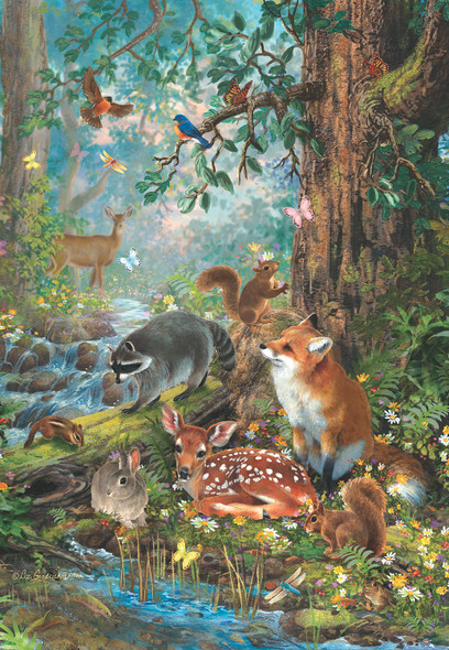 SUNSOUT INC - Gathered in the Forest - 100 pc Jigsaw Puzzle by Artist: Liz Goodrick Dillon - Finished Size 10" x 16" - MPN# 81805