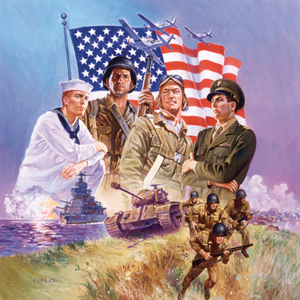 SUNSOUT INC - The Armed Forces 500 pc Jigsaw Puzzle by Artist: Hal Frenck - Finished Size 19" x 19" - MPN# 67112