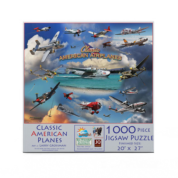 SUNSOUT INC - Classic American Planes - 1000 pc Jigsaw Puzzle by Artist: Larry Grossman - Finished Size 20" x 27" - MPN# 24526